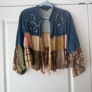 Young Threads Patchwork Cotton Jacket, Cropped, XL